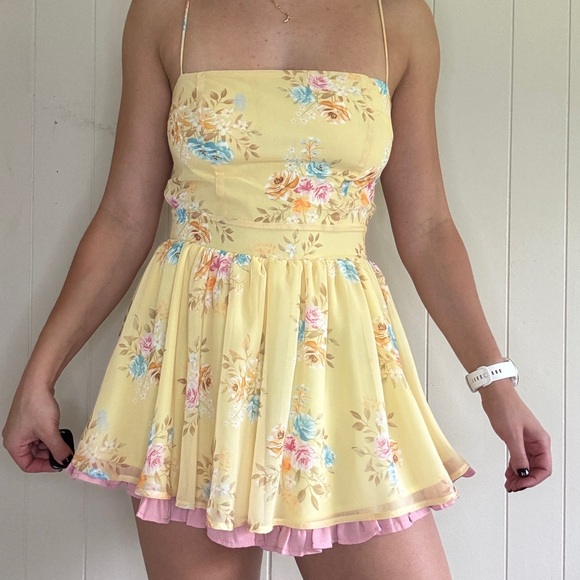 Lucy in the Sky Yellow Floral Mini Dress - Picture 3 of 7